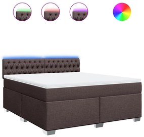 Κρεβάτι Boxspring με Στρώμα Σκούρο Καφέ 180x200 εκ Υφασμάτινο - Καφέ