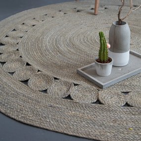 Στρογγυλό Χαλί Καλοκαιρινό (Φ150) Nima Carpets Makrame Light Grey