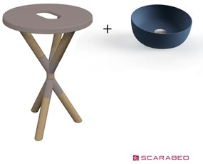 Scarabeo Cross 2501F0-9852 Sand (Μπεζ Ματ) Πάγκος Με Νιπτήρα Glam Ocean Blue Ø33εκ.