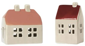 Κεραμικά Διακοσμητικά Στολίδια Bo Ornaments Ροζ - Κόκκινο Σετ 2 τμχ W5 x H9 cm , W6 x H8 cm Broste Copenhagen