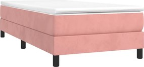 vidaXL Κρεβάτι Boxspring με Στρώμα Ροζ 90x190 εκ. Βελούδινο