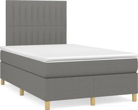 vidaXL Κρεβάτι Boxspring με Στρώμα Σκούρο Γκρι 120x200 εκ. Υφασμάτινο