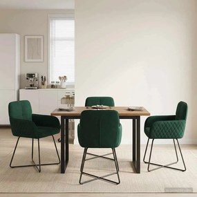 vidaXL Καρέκλες φαγητού 4 pcs Βελούδο Σκούρο Πράσινο