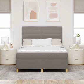 vidaXL LED Κρεβάτι με βάθρο με στρώμα Taupe 140 x 200 cm ύφασμα