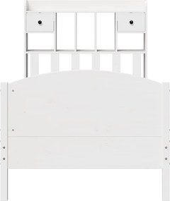 vidaXL Κρεβάτι Βιβλιοθήκη Χωρίς Στρώμα Λευκό 75x190 εκ Μασίφ Πεύκο