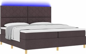 vidaXL LED Κρεβάτι με βάθρο Σκούρο Καφέ 200 x 200 cm ύφασμα