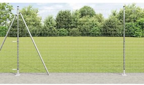 Φράχτης με Στήλες. Ασημί 1.5 x 10 m Ατσάλι