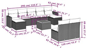 Σετ Καναπέ Κήπου 10 τεμ. Μπεζ Συνθετικό Ρατάν με Μαξιλάρια - Μπεζ