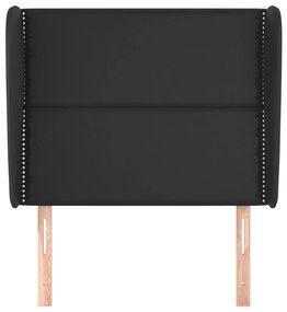 vidaXL Κεφαλάρι με Πτερύγια Μαύρο 93 x 23 x 118/128 εκ.Συνθετικό Δέρμα