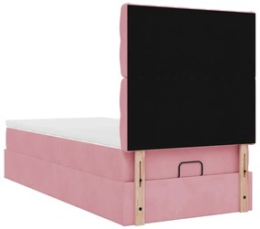 Οθωμανικό κρεβάτι με στρώματα &amp; LEDs Ροζ 90x190cm Velvet 3314365