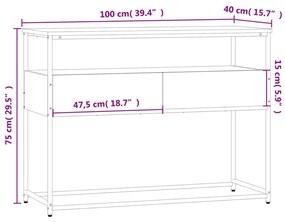 Τραπέζι Κονσόλα Sonoma Δρυς 100x40x75 εκ. Επεξεργασμένο Ξύλο - Καφέ