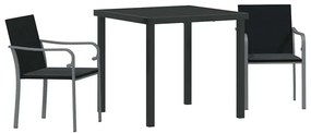 vidaXL Σέτ φαγητού για κήπο 3 pcs Μαύρο Πολυ ράταν