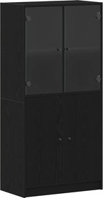 vidaXL Highboard Μαύρη Οξυά 68 x 37 x142 εκ.