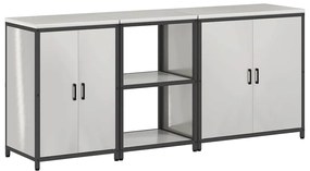 vidaXL Σετ Αποθήκευσης Κουζίνας με ράφι 3 pcs Ασημί 210 x 50 x 92 εκ