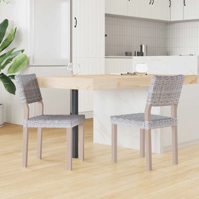 vidaXL Καρέκλα τραπεζαρίας 2 pcs Ρατάν Κούμπου Λευκό πλύσιμο