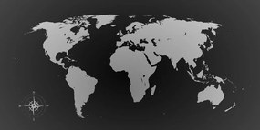 Εικόνα στον παγκόσμιο χάρτη από φελλό σε αποχρώσεις του γκρι - 100x50  smiley