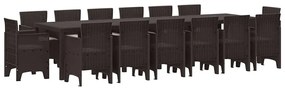 vidaXL Σέτ φαγητού για κήπο 15 pcs Καφέ Rattan Polt