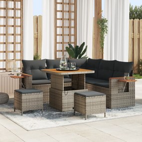 vidaXL Σετ Καναπέ Κήπου με μαξιλάρι 8 pcs Γκρι 80 x 80 x 71 cm