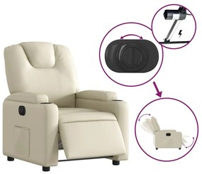 vidaXL Πολυθρόνα Ανακλινόμενη Ηλεκτρική Κρεμ από Συνθετικό Δέρμα