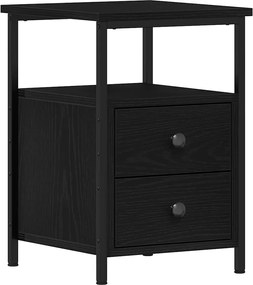 vidaXL Κομοδίνο Μαύρο Δρυς 34x35,5x50 εκ. από Τεχνητό Ξύλο
