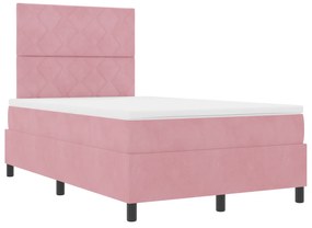 vidaXL κρεβάτι box spring  με στρώμα και LED ροζ 120x190 εκ. βελούδο