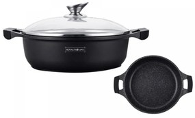 Κατσαρόλα Royalty Line RL-BR30ML, 30 cm, 4.8 l, αντικολλητική επίστρωση μαρμάρου, γυάλινο καπάκι, χωρίς PFOA, επαγωγική, μαύρο