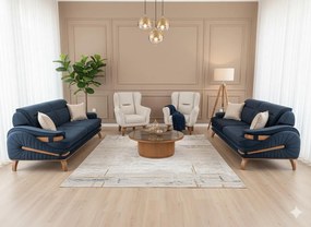 Stewehome Σετ Σαλονιού Μπλε Σκούρο / Μπεζ 180x85x45 cm
