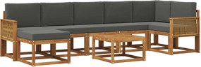 vidaXL Σειρά Καναπέ Εξωτερικού 8 pcs Φυσικό και Ανθρακί Πολυεστέρας