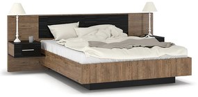 Κρεβάτι Romilly pakoworld μαύρο gloss-καρυδί 160x200εκ (1 τεμάχια)