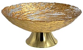 Φρουτιέρα FL26 Fylliana Γυάλινη Στρογγυλή με Πόδι Χρυσό χρώμα 26εκ