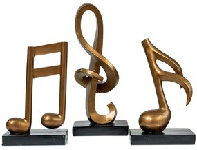 Διακοσμητικές Νότες (Σετ 3Τμχ) 325CRN1226 37x16x10/27x15x10/27x15x10cm Black-Gold Aberto Design Πολυέστερ