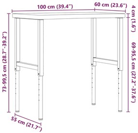 VIDAXL ΠΑΓΚΟΣ ΕΡΓΑΣΙΑΣ 100X(55-60)X(73-99,5) ΕΚ. ΑΠΟ ΜΑΣΙΦ ΞΥΛΟ ΟΞΙΑΣ 3309711