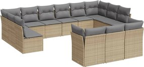vidaXL Σετ Καναπέ Κήπου 13τεμ Μπεζ Συνθ. Ρατάν με Μαξιλάρια