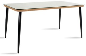 Τραπέζι Naoki μέταλλο μαύρο-pe φυσικό-γυαλί 160x90x78εκ Υλικό: METAL-GLASS- PE RATTAN 140-000003