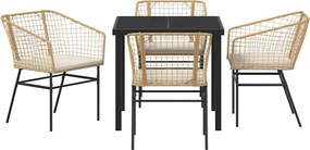 vidaXL Σέτ φαγητού για κήπο 5 pcs Καφέ συνθετικό ρατάν