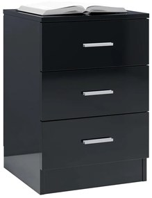 vidaXL Κομοδίνα 2 τεμ. Γυαλιστερό Μαύρο 38x35x56 εκ. από Μοριοσανίδα