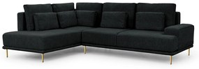 Γωνιακός καναπές Κρεβάτι NICOLE, μαύρο βελουτέ 277x93x200cm-Αριστερή γωνία-BOG9564
