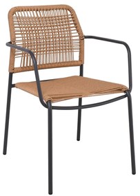 Πολυθρόνα Κήπου LUIGI Ανθρακί/Φυσικό Wicker/Μέταλλο 54x56x80cm