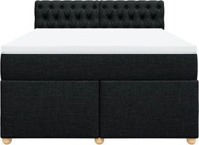 vidaXL Κρεβάτι Boxspring με Στρώμα Μαύρο 140x190 εκ. Υφασμάτινο