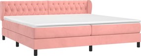 vidaXL Κρεβάτι Boxspring με Στρώμα Ροζ 200x200 εκ. Βελούδινο