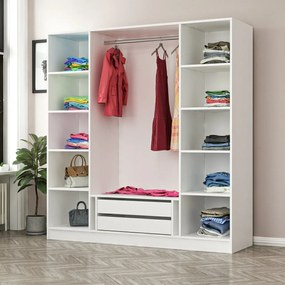 Τετραφυλλη Ντουλαπα Λευκο/Μαυρο KALEO 52x315x210