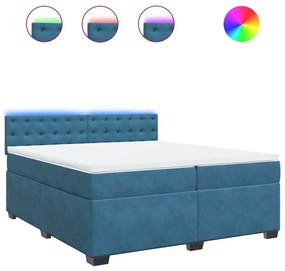 Κρεβάτι Boxspring με Στρώμα Μπλε 200x200 εκ. Βελούδινο - Μπλε