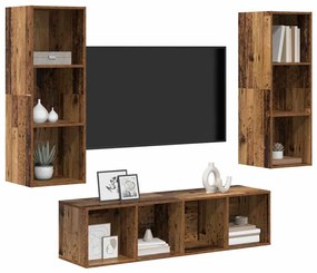 vidaXL Σετ επίπλου τηλεόρασης 3 pcs Παλαιό ξύλο 37 x 37 x 142.5 εκ