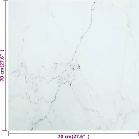 vidaXL Επιφάνεια Τραπεζιού Λευκή 70x70εκ 6χιλ Ψημ. Γυαλί Μαρμ. Σχέδιο
