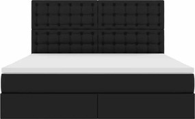 vidaXL Κρεβάτι Αποθήκης με κεφαλάρι Μαύρο 180 x 200 cm Τεχνητό Δέρμα