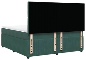 vidaXL Κρεβάτι Boxspring με Στρώμα Σκούρο Πράσινο 200x200εκ. Βελούδινο