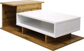 Τραπέζι σαλονιού Nuvele pakoworld sonoma-λευκό 90x50x35εκ