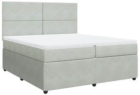 vidaXL Κρεβάτι Boxspring με Στρώμα Ανοιχτό Γκρι 200x200 εκ. Βελούδινο