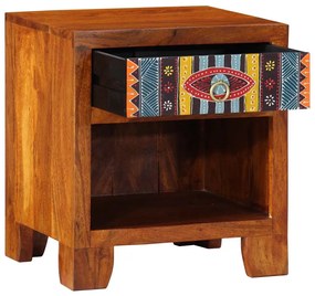 Κομοδίνο 40x35x45 cm από μασίφ ξύλο ακακίας - Καφέ