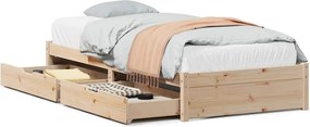vidaXL Σκελετός Κρεβατιού Φυσικό 75 x 190 cm Solid Pine Wood